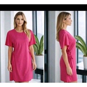 Patricia Magali Dress 100% Silk Size 8 Lace Up Sides Zip Red